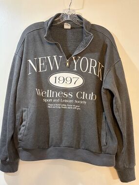 No Boundaries New York Wellness Club Quarter-Zip Sweatshirt Womens Sz Large